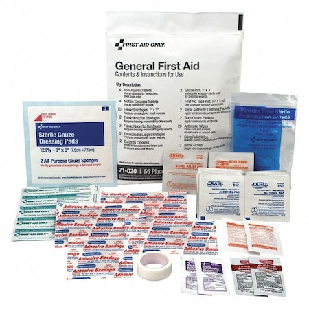 First Aid Kit and Housing, Plastic Not Applicable, 58 Components, 1 People Served MPN:71-020
