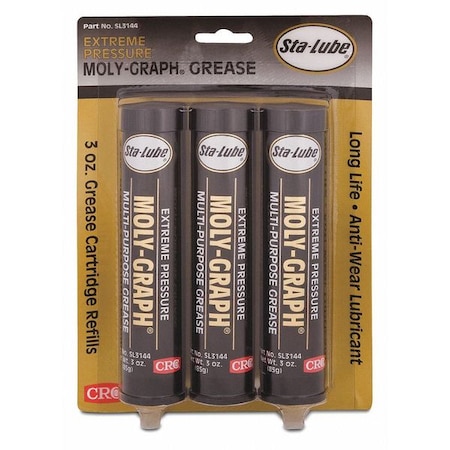 Multipurpose Grease, 3 oz, Cartridge, Lithium Base, 250 Degrees F Max Op Temp, Gray, 3 PK MPN:SL3144