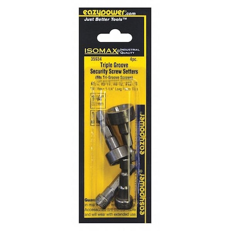 4 Piece Screwdriver Bit Set, 1/4