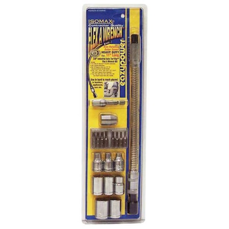 DriverBitSet, 19pcs, Steel, Shank:3/8