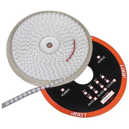Reclosable Fastener, Disc, Rubber Adhesive, 1/2 in, White, 1565 PK MPN:16U760