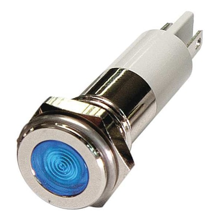 Flat Indicator Light, Blue, 12VDC, Size: 10mm Mounting dia MPN:24M096