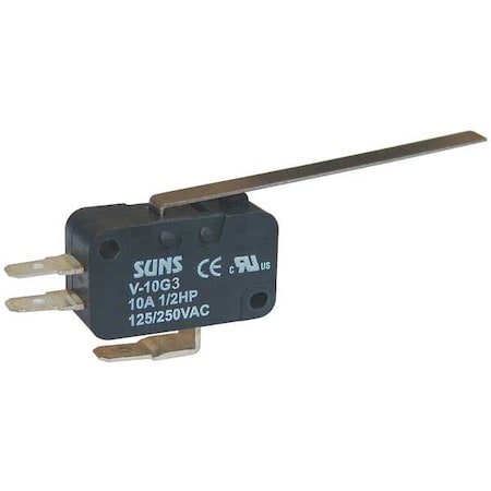 Miniature Snap Action Switch, Hinge, Lever, Long Actuator, SPDT, 10 A at 240 V AC Contact Rating MPN:5JDZ9