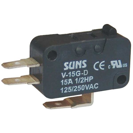 Miniature Snap Action Switch, Plunger Actuator, SPDT, 15 A at 240 V AC Contact Rating MPN:5JEC0
