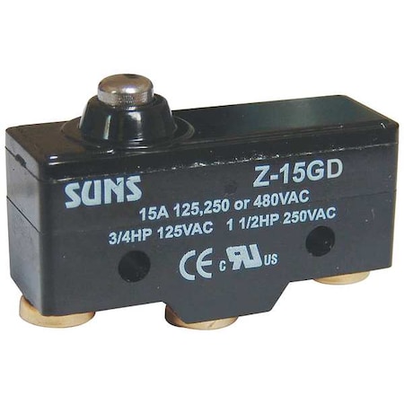 Snap Action Switch, Plunger, Short Actuator, SPDT, 15 A at 480 V AC Contact Rating MPN:5JED5