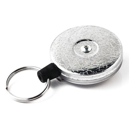 Key Reel, Silver, Kevlar Cord, Silver Texture MPN:0485-821
