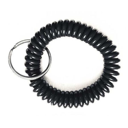 Wrist Coil Key Ring, Black, Steel, Steel Ring, 10 PK MPN:25PA24
