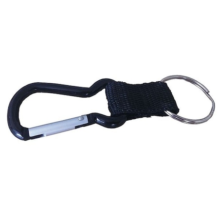Carabiner Key Holder, Black, Aluminum, Snap-On Caribeener Hook, Black Coated MPN:25PA28