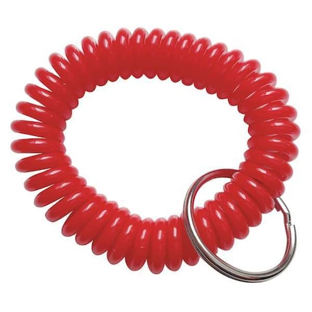 Wrist Coil Key Ring, Red, Steel, Steel Ring MPN:25PA31