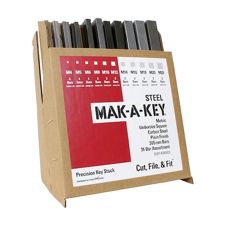 Key Stock Assortment, Steel, Plain, 31 Pieces MPN:DISP-KSM031