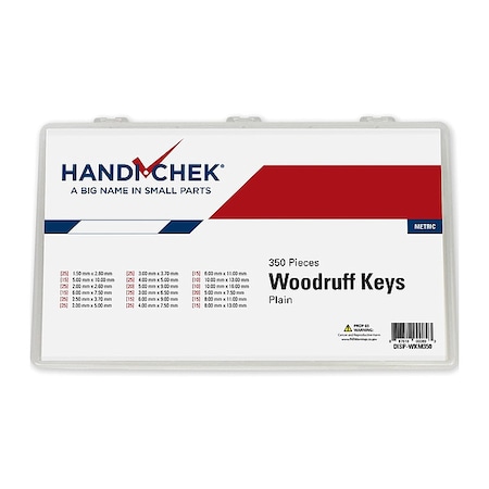 Woodruff Key Assortment, 2.6 mm, 3.7 mm, 5 mm, 6.5 mm, 7.5 mm, 9 mm, 10 mm, 11 mm, 13 mm, 16 mm H MPN:DISP-WKM350