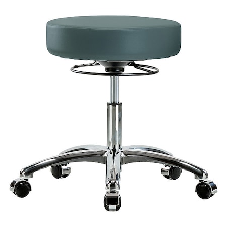 Desk Stool, Vinyl, Chrome, Casters, Blu MPN:BR-VDHSO-CR-CC-8546
