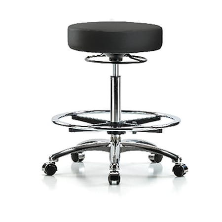 Bench Stool, Hi, Chrm, Vin, CF, Castrs, BLK MPN:BR-VHBSO-CR-CF-CC-8540