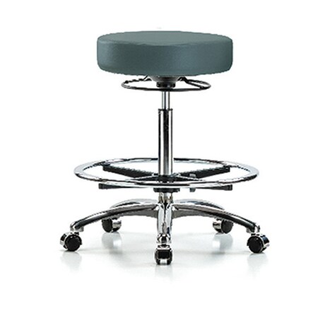Bench Stool, Hi, Chrm, Vin, CF, Castrs, Blu MPN:BR-VHBSO-CR-CF-CC-8546