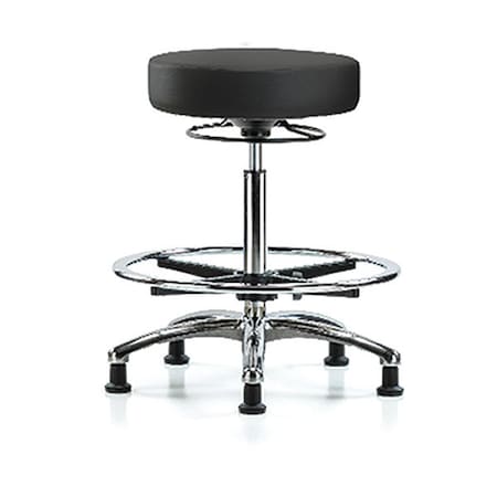 Bench Stool, Hi, Chrm, Vinyl, CF, Glid, BLK MPN:BR-VHBSO-CR-CF-RG-8540