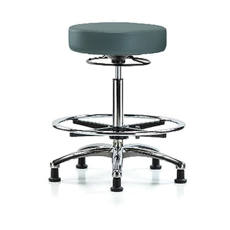 Bench Stool, Hi, Chrm, Vinyl, CF, Glid, Blu MPN:BR-VHBSO-CR-CF-RG-8546
