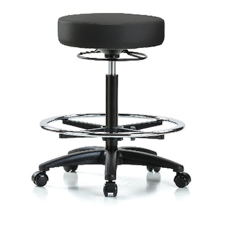Bench Stool, Hi, Vinyl, CF, Casters, BLK MPN:BR-VHBSO-RG-CF-RC-8540