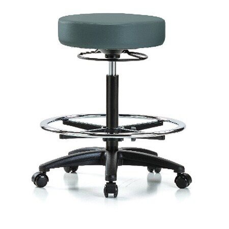 Bench Stool, Hi, Vinyl, CF, Casters, Blu MPN:BR-VHBSO-RG-CF-RC-8546
