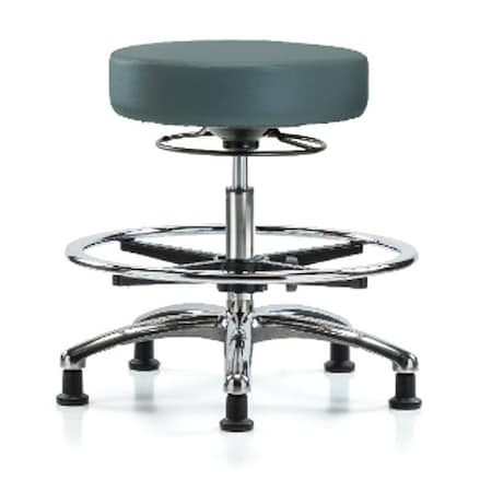 Bench Stool, Med, Vin, Chrm, CF, Glides, Blu MPN:BR-VMBSO-CR-CF-RG-8546