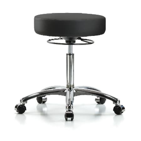 Bench Stool, Med, Chrom, Vinyl, Castrs, BLK MPN:BR-VMBSO-CR-NF-CC-8540