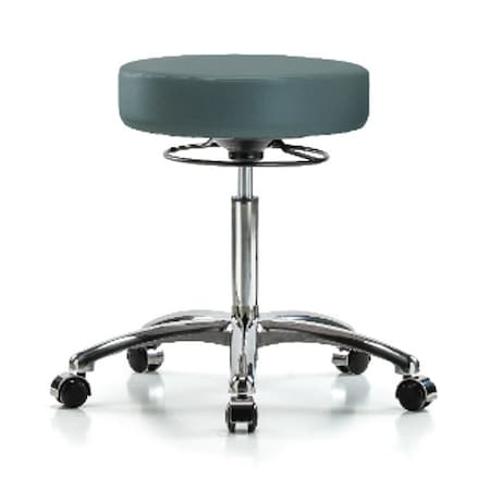 Bench Stool, Med, Chrom, Vinyl, Castrs, Blu MPN:BR-VMBSO-CR-NF-CC-8546