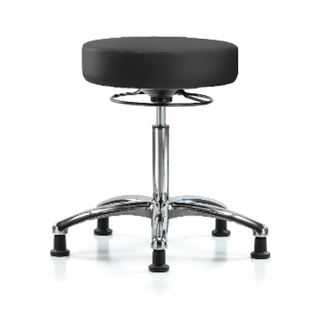 Bench Stool, Med, Chrom, Vinyl, Glides, BLK MPN:BR-VMBSO-CR-NF-RG-8540