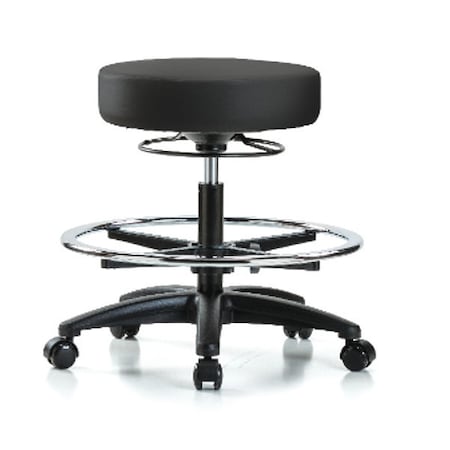 Bench Stool, Med, Vinyl, CF, Casters, BLK MPN:BR-VMBSO-RG-CF-RC-8540