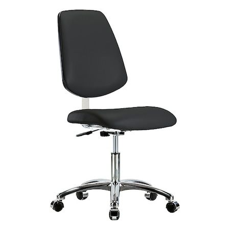 Cleanroom Chair, Vinyl (Antibacterial), Black, 18-1/2 in to 23-3/4 in Seat Height, Rolling MPN:BR-CLR-VDHCH-MB-CR-CC-8540