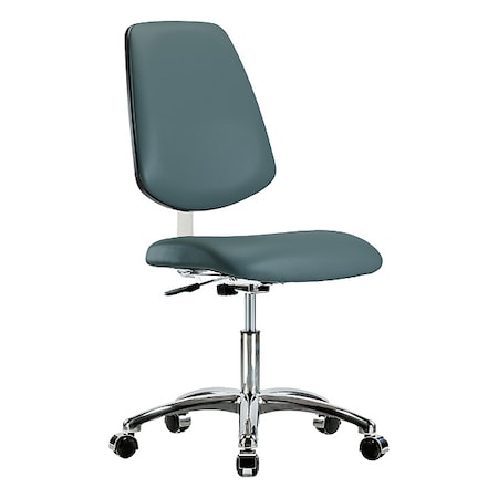Cleanroom Chair, Vinyl (Antibacterial), Blue, 18-1/2 in to 23-3/4 in Seat Height, Rolling MPN:BR-CLR-VDHCH-MB-CR-CC-8546