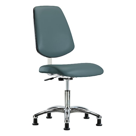 Cleanroom Chair, Vinyl (Antibacterial), Blue, 18-1/2 in to 23-3/4 in Seat Height MPN:BR-CLR-VDHCH-MB-CR-RG-8546