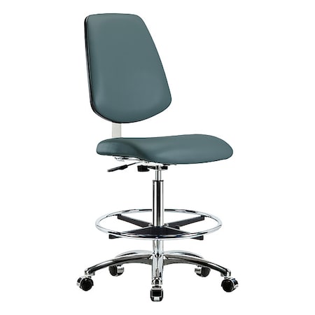 Cleanroom Task Chair, Vinyl (Antibacterial), Blue, 25-3/4 in to 35-1/2 in Seat Height, Rolling MPN:BR-CLR-VHBCH-MB-CR-CF-CC-8546