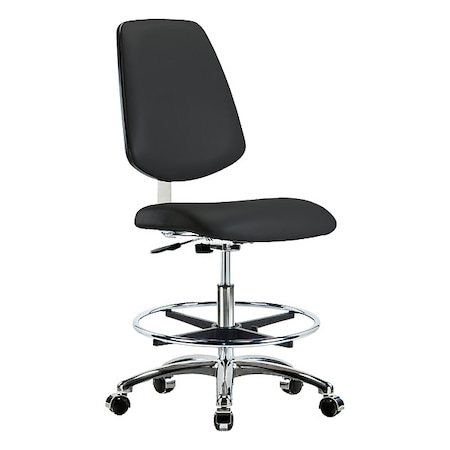 Cleanroom Task Chair, Vinyl (Antibacterial), Black, 21-1/2 in to 29 in Seat Height, Rolling MPN:BR-CLR-VMBCH-MB-CR-CF-CC-8540