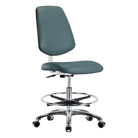 Cleanroom Task Chair, Vinyl (Antibacterial), Blue, 21-1/2 in to 29 in Seat Height, Rolling MPN:BR-CLR-VMBCH-MB-CR-CF-CC-8546