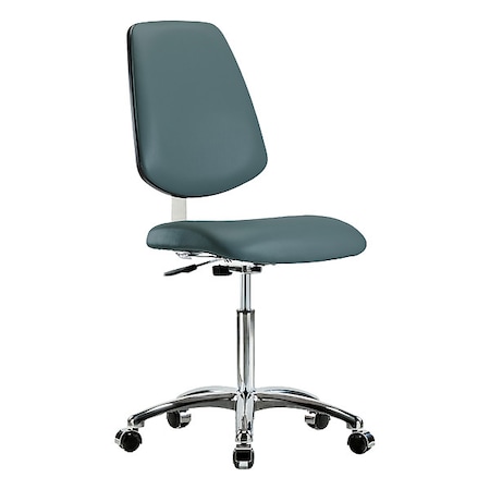 Cleanroom Task Chair, Vinyl (Antibacterial), Blue, 21-1/2 in to 29 in Seat Height, Rolling MPN:BR-CLR-VMBCH-MB-CR-NF-CC-8546