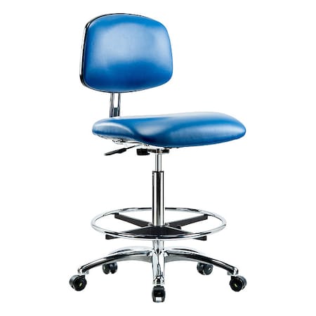 Ergonomic Chair, Vinyl (Antibacterial), Blue, 25-3/4