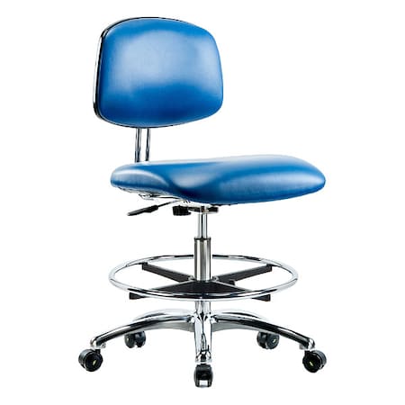 Ergonomic Chair, Vinyl (Antibacterial), Blue, 21-1/2