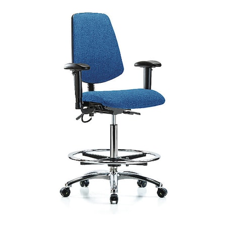 ESD Task Chair, Fabric, Blue, 26-1/4 in to 36 in Seat Height, 6-Way Adjustable Arms, Rolling MPN:BR-ESD-FHBCH-MB-CR-T0-A1-CF-EC-ESDBLU