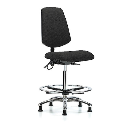 ESD Task Chair, Fabric, Black, 26-1/4 in to 36 in Seat Height, No Arms Arms, Non-Marring Glides MPN:BR-ESD-FHBCH-MB-CR-T1-A0-CF-EG-ESDBLK