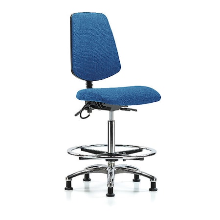 ESD Task Chair, Fabric, Blue, 26-1/4 in to 36 in Seat Height, No Arms Arms, Non-Marring Glides MPN:BR-ESD-FHBCH-MB-CR-T1-A0-CF-EG-ESDBLU