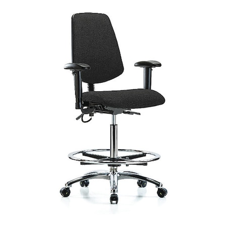 ESD Task Chair, Fabric, Black, 26-1/4 in to 36 in Seat Height, 6-Way Adjustable Arms, Rolling MPN:BR-ESD-FHBCH-MB-CR-T1-A1-CF-EC-ESDBLK