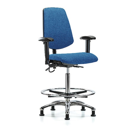 ESD Task Chair, Fabric, Blue, 26-1/4 in to 36 in Seat Height, 6-Way Adjustable Arms MPN:BR-ESD-FHBCH-MB-CR-T1-A1-CF-EG-ESDBLU