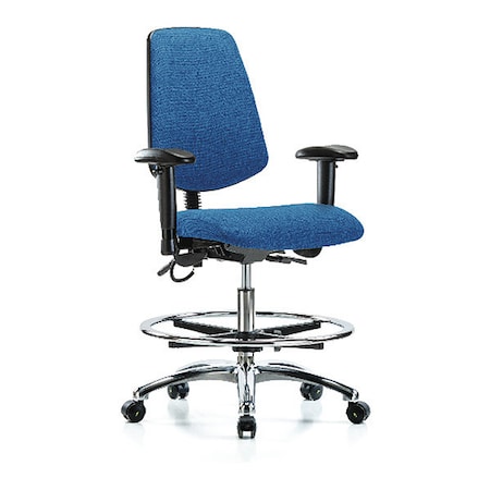 ESD Task Chair, Fabric, Blue, 21-1/2 in to 29 in Seat Height, 6-Way Adjustable Arms, Rolling MPN:BR-ESD-FMBCH-MB-CR-T0-A1-CF-EC-ESDBLU