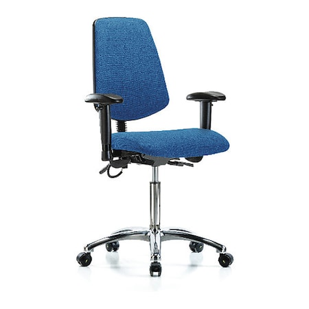 ESD Task Chair, Fabric, Blue, 21-1/2 in to 29 in Seat Height, 6-Way Adjustable Arms, Rolling MPN:BR-ESD-FMBCH-MB-CR-T0-A1-NF-EC-ESDBLU