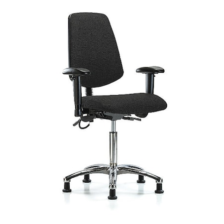 ESD Task Chair, Fabric, Black, 21-1/2 in to 29 in Seat Height, 6-Way Adjustable Arms MPN:BR-ESD-FMBCH-MB-CR-T0-A1-NF-EG-ESDBLK