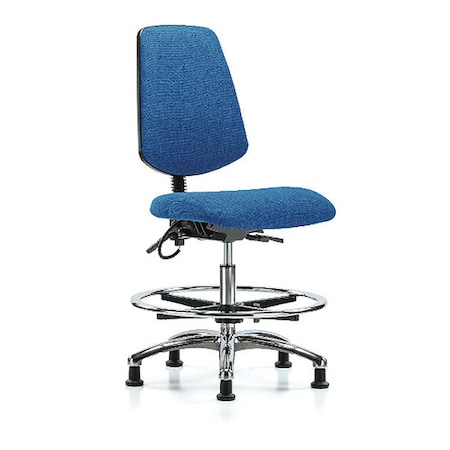 ESD Task Chair, Fabric, Blue, 21-1/2 in to 29 in Seat Height, No Arms Arms, Non-Marring Glides MPN:BR-ESD-FMBCH-MB-CR-T1-A0-CF-EG-ESDBLU