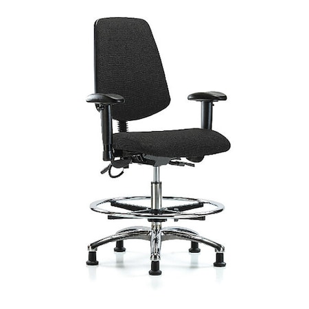 ESD Task Chair, Fabric, Black, 21-1/2 in to 29 in Seat Height, 6-Way Adjustable Arms MPN:BR-ESD-FMBCH-MB-CR-T1-A1-CF-EG-ESDBLK