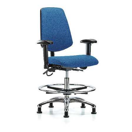 ESD Task Chair, Fabric, Blue, 21-1/2 in to 29 in Seat Height, 6-Way Adjustable Arms MPN:BR-ESD-FMBCH-MB-CR-T1-A1-CF-EG-ESDBLU