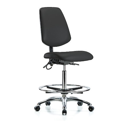 ESD Task Chair, Vinyl (Antibacterial), Black, 26-1/4 in to 36 in Seat Height, No Arms Arms, Rolling MPN:BR-ESD-VHBCH-MB-CR-T0-A0-CF-EC-ESDBLK
