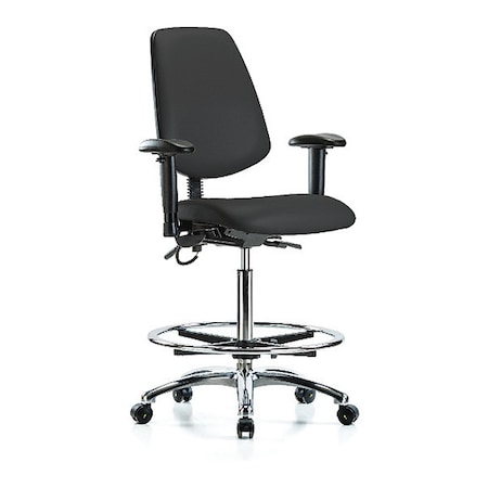 ESD Task Chair, Vinyl (Antibacterial), Black, 26-1/4 in to 36 in Seat Height, 6-Way Adjustable Arms MPN:BR-ESD-VHBCH-MB-CR-T0-A1-CF-EC-ESDBLK