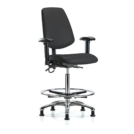 ESD Task Chair, Vinyl (Antibacterial), Black, 26-1/4 in to 36 in Seat Height, 6-Way Adjustable Arms MPN:BR-ESD-VHBCH-MB-CR-T0-A1-CF-EG-ESDBLK